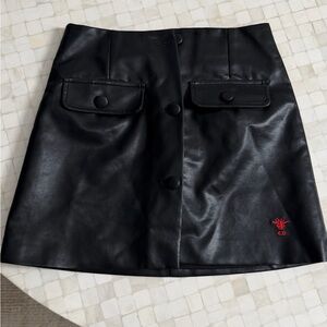 Made By Design Black Mini Skirt with Red Embroidery